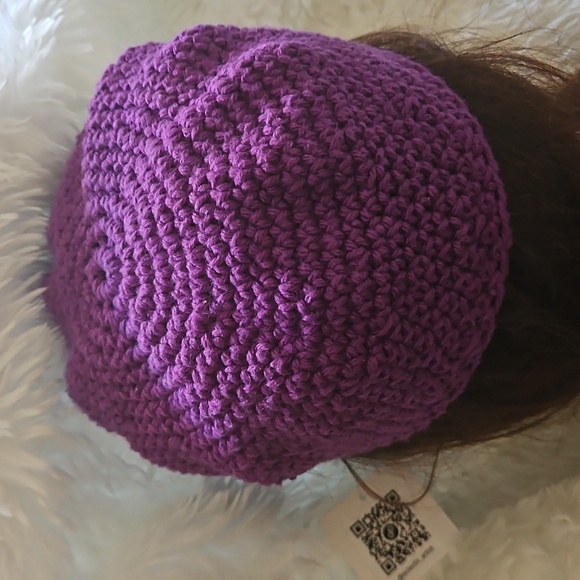 Handmade Boho Crochet Hat Cotton Floral Cap Purple Lavender Summer Werable Art - Picture 17 of 17